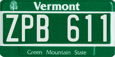 VT license plate ZPB611