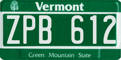 VT license plate ZPB612