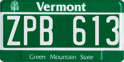 VT license plate ZPB613