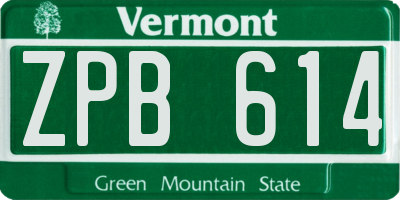 VT license plate ZPB614