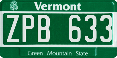 VT license plate ZPB633