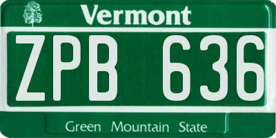 VT license plate ZPB636