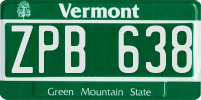 VT license plate ZPB638