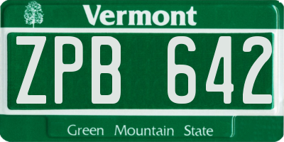 VT license plate ZPB642
