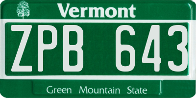 VT license plate ZPB643