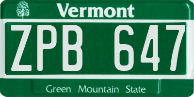 VT license plate ZPB647
