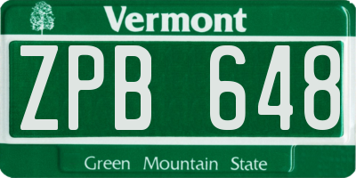 VT license plate ZPB648