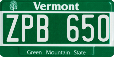 VT license plate ZPB650