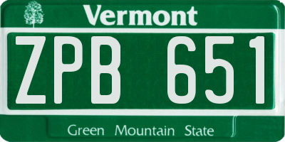 VT license plate ZPB651
