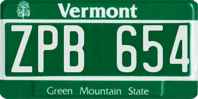VT license plate ZPB654