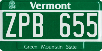 VT license plate ZPB655