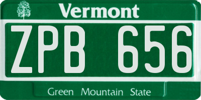 VT license plate ZPB656