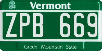 VT license plate ZPB669