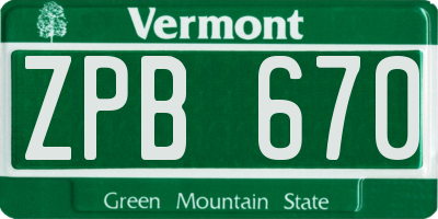 VT license plate ZPB670