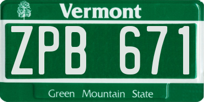 VT license plate ZPB671