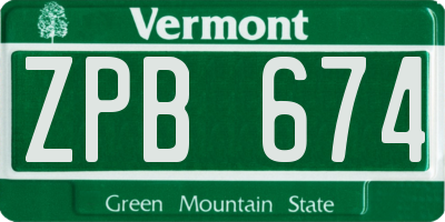 VT license plate ZPB674