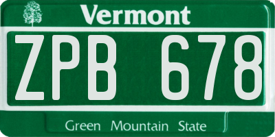VT license plate ZPB678