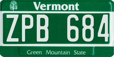 VT license plate ZPB684