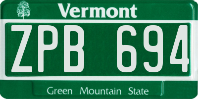 VT license plate ZPB694