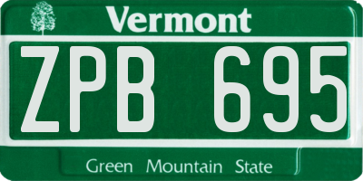 VT license plate ZPB695