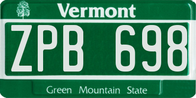 VT license plate ZPB698