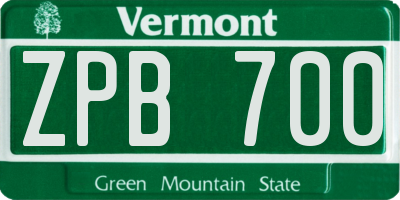 VT license plate ZPB700