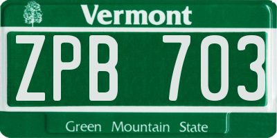 VT license plate ZPB703