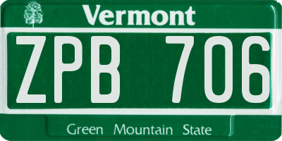 VT license plate ZPB706