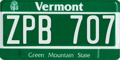 VT license plate ZPB707