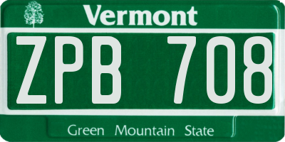 VT license plate ZPB708