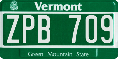 VT license plate ZPB709