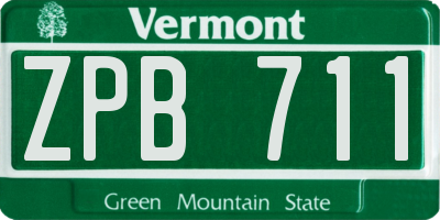 VT license plate ZPB711