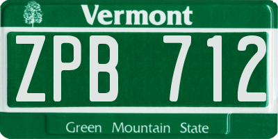 VT license plate ZPB712