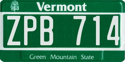 VT license plate ZPB714