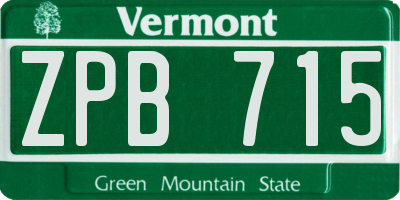 VT license plate ZPB715