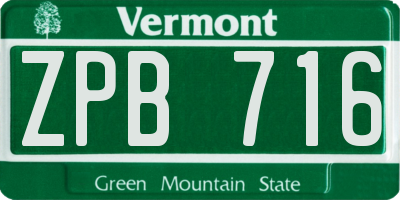 VT license plate ZPB716