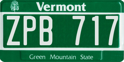 VT license plate ZPB717