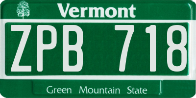 VT license plate ZPB718