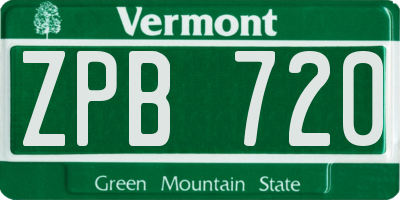 VT license plate ZPB720