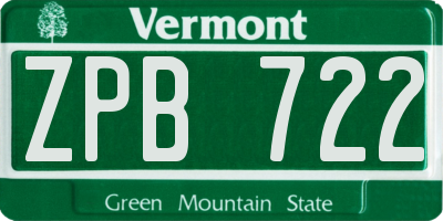VT license plate ZPB722