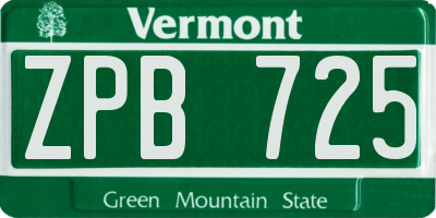 VT license plate ZPB725