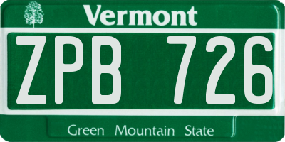 VT license plate ZPB726
