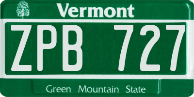 VT license plate ZPB727