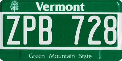 VT license plate ZPB728
