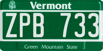 VT license plate ZPB733
