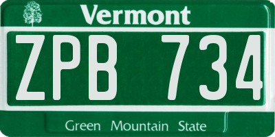 VT license plate ZPB734