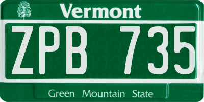 VT license plate ZPB735