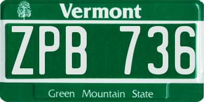 VT license plate ZPB736
