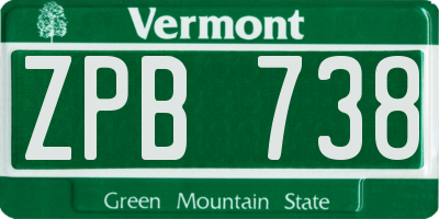 VT license plate ZPB738