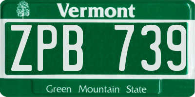 VT license plate ZPB739